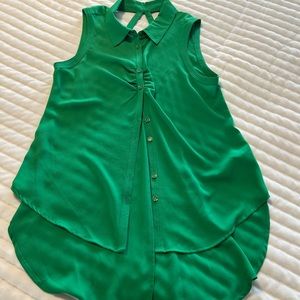 Green cut-out sleeveless top